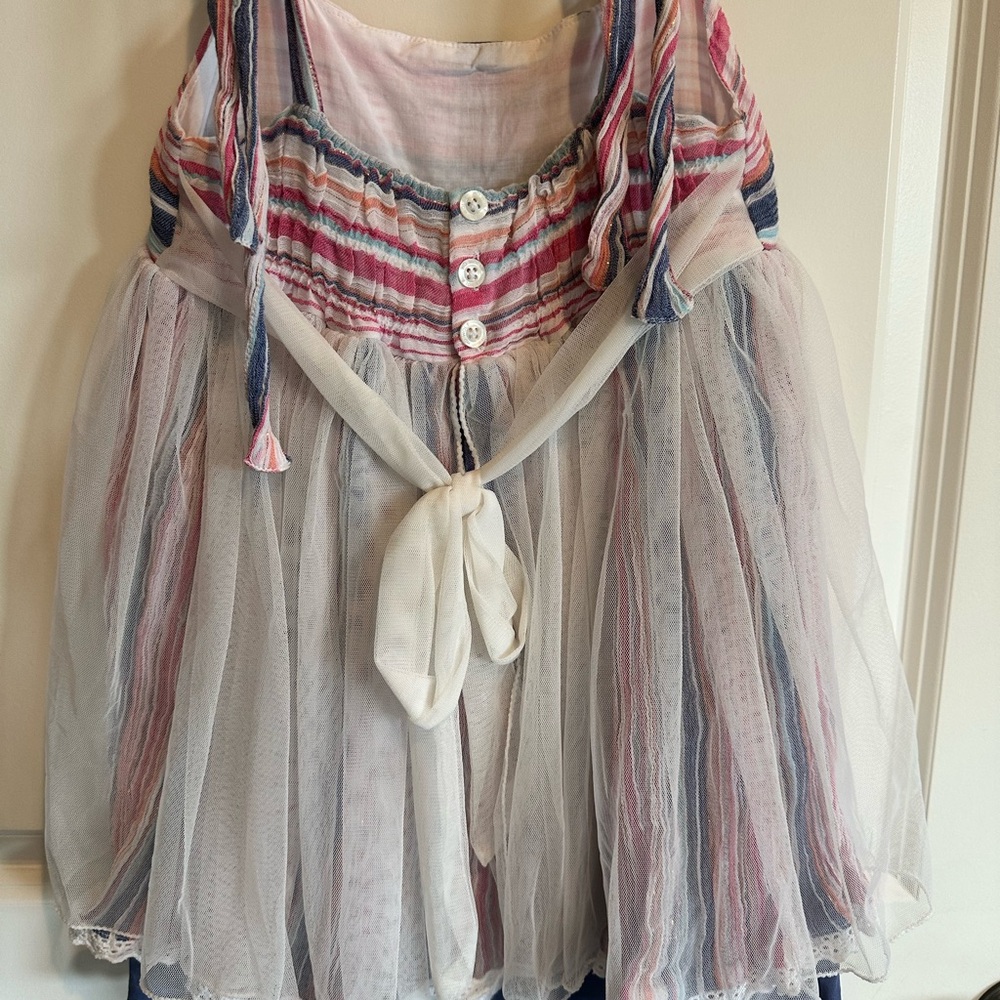 Wildling by Well Dresses Wolf, Striped Multicolor/ metallic tunic Dress w/Lace - Picture 3 of 5